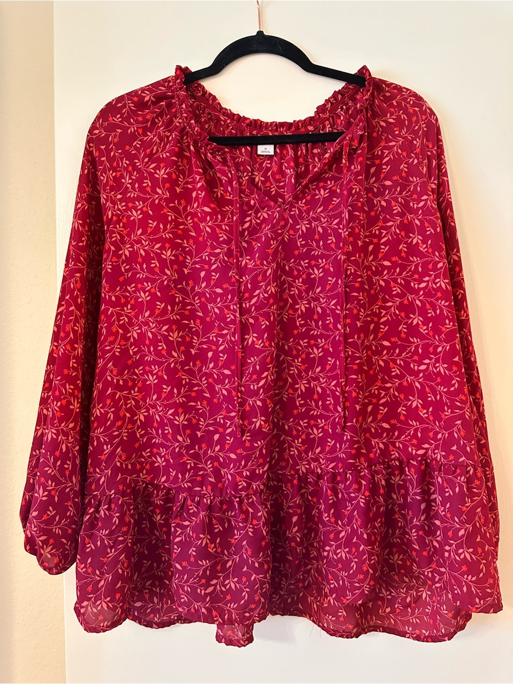 Old Navy Red Floral Peasant Tunic
